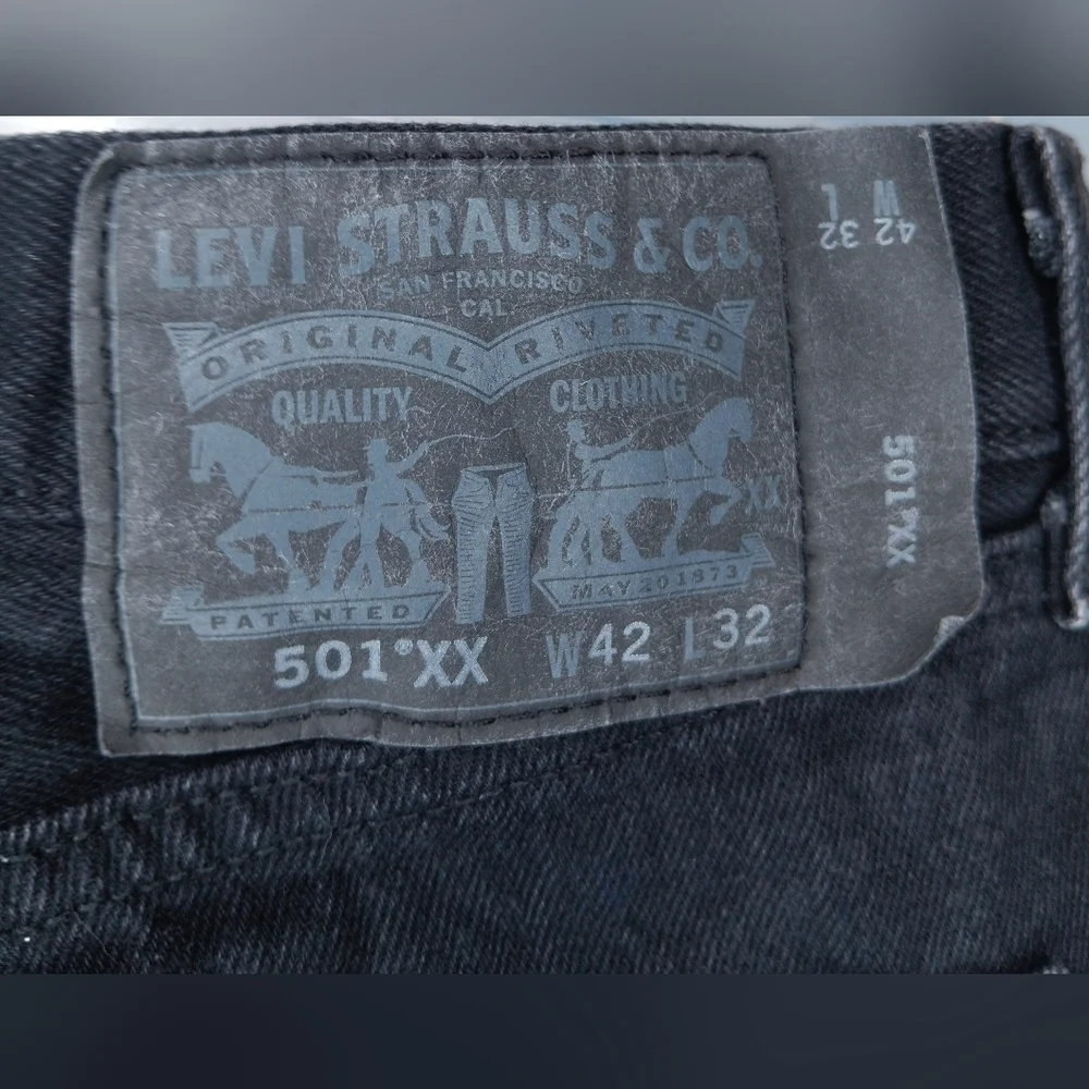 Levis 501xx Men's 41x30 Jeans Denim Button Fly Strait Black Cotton High Rise